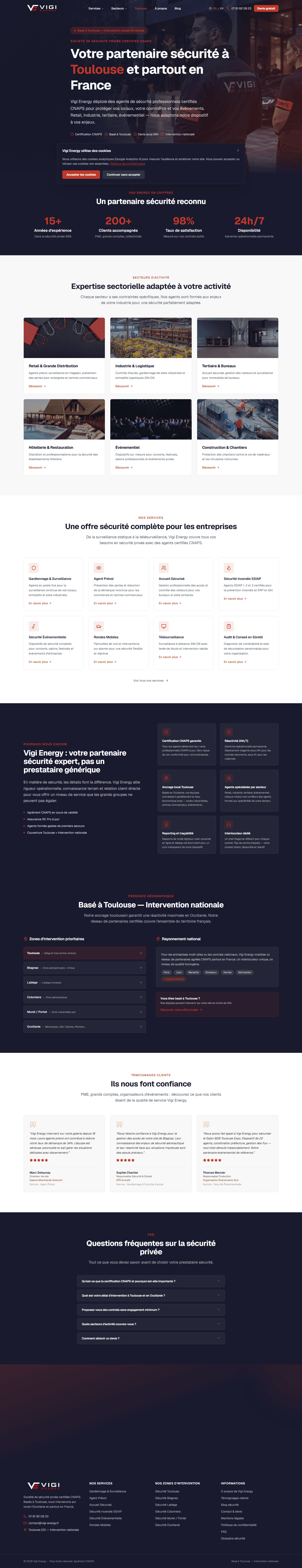 Capture desktop du projet Vigi Energy
