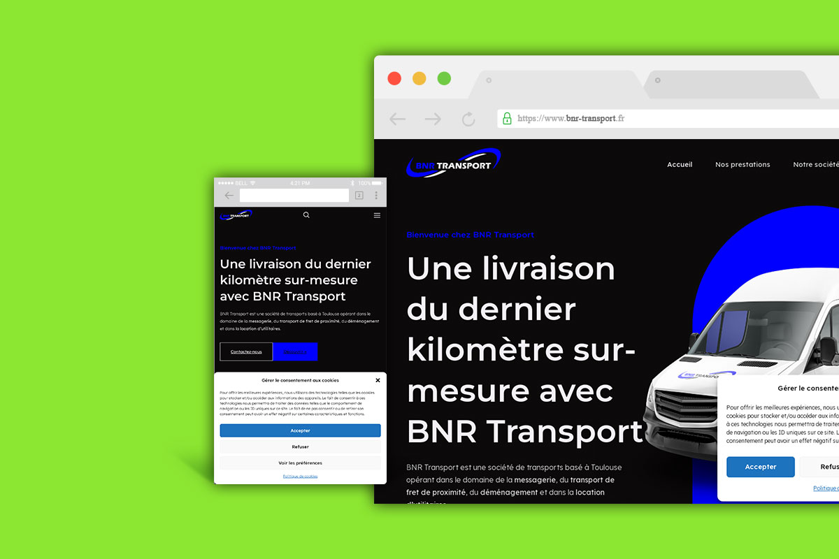 BNR Transport-Mockup Site web & mobile WEYOW